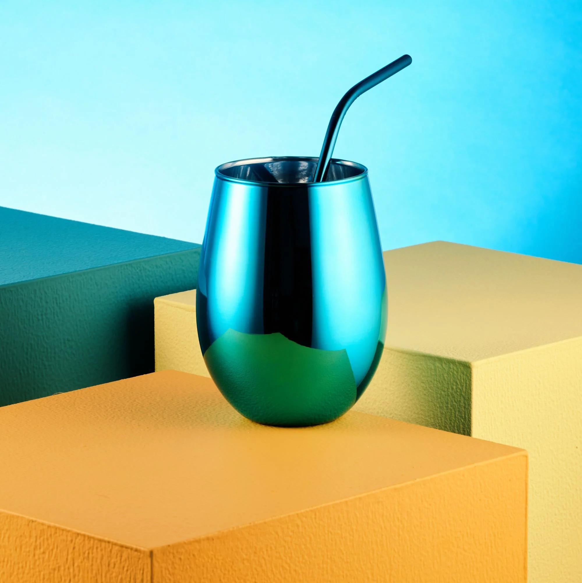 Love Island Blue Stemless Wine Glass - Set of 2 - Image 3